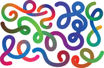 Abstract illustration featuring thick, flowing, looping lines with smooth color gradients. Ideal for playful backgrounds and modern design