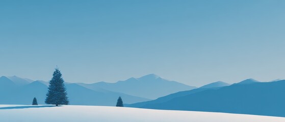 Naklejka premium Snowy mountains create a peaceful New Year scene