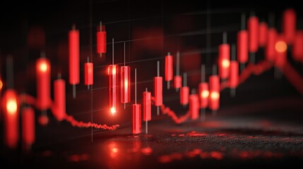 Urgent financial crisis looming with dramatic stock market crash shown in red candlestick chart, signaling economic downturn and investment losses