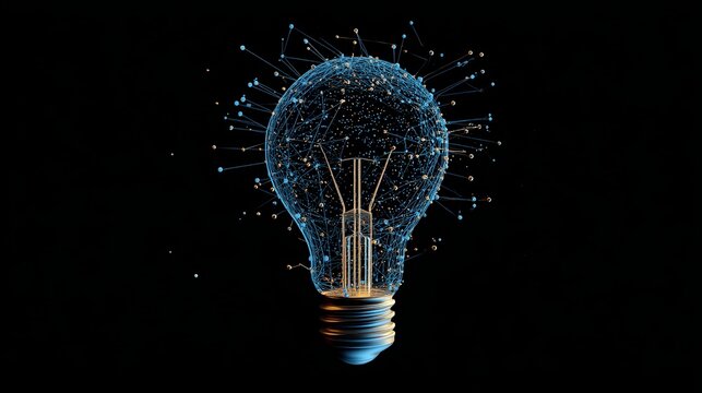 Stunning abstract lightbulb visualization sparks modern innovation and breakthrough ideas, perfect for technology and business concepts.