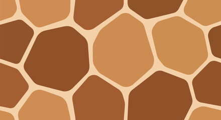 Flat vector giraffe pattern with large irregular polygon shapes and rounded corners in earth-tone solid colors. Seamless repeat, no gradients, ideal for natural and rustic product packaging