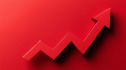 Dynamic red arrow graph ascending sharply signifying rapid growth, success, and positive financial trends in a professional business context
