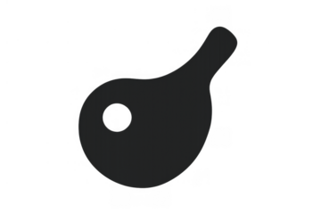 Ping pong paddle silhouette icon, minimal graphic art representing table tennis equipment and game, black symbol on transparent background