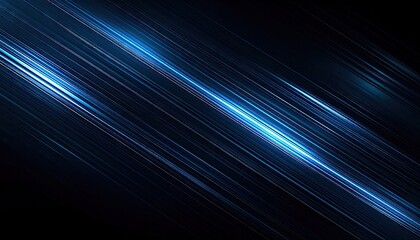 Abstract Diagonal Streaks of Blue Glittering Lights on Dark Background with Soft Glow Effect