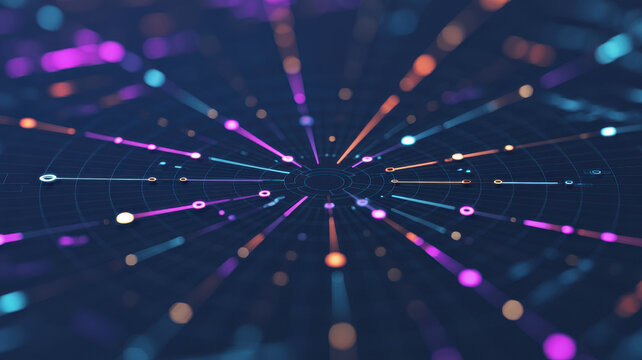 Dark hexagon abstract technology background with blue and pink colored bright flashes under hexagon. Hexagonal gaming abstract tech background. High quality illustration 