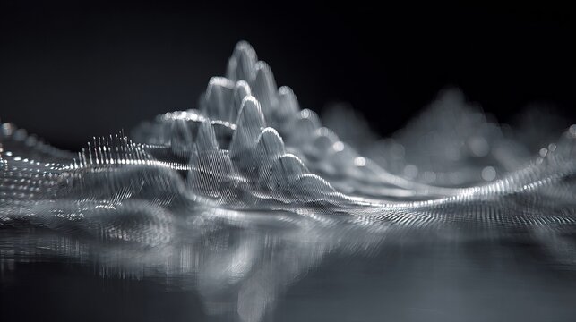 Abstract shimmering wave patterns create a futuristic digital landscape with mesmerizing light reflections - Powered by Adobe