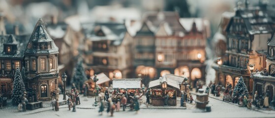 Obraz premium Joyful vintage Christmas market activities