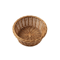 Fototapeta premium Top view of a natural wicker basket on a plain for versatile use