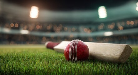 cricket bat in emtpy stadium