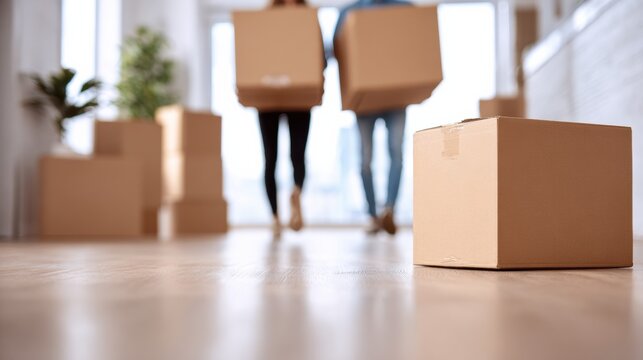 Couple Moving Into New Apartment Symbolizes Homeownership and Success in Life Journey