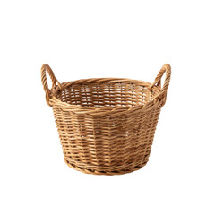 Fototapeta premium Woven Basket Isolated on a Solid Background with Delicate Light, Perfect for Adding a Rustic Touch to Your Design