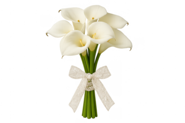 Calla lily wedding bouquet with lace ribbon