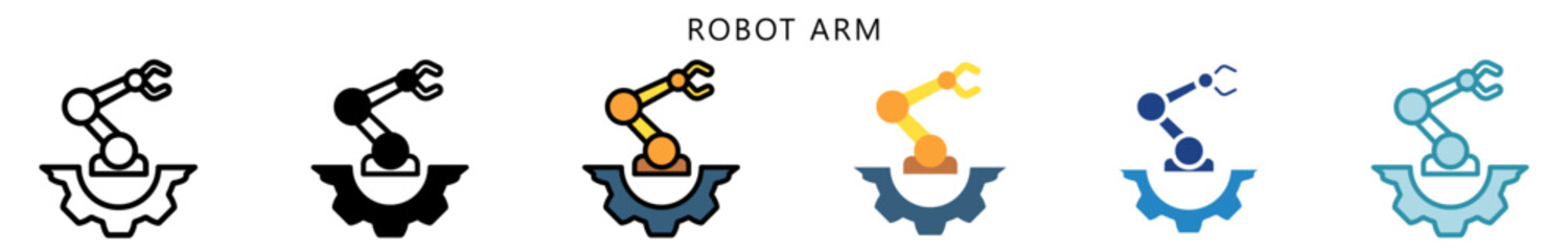 Robot Arm Icon, Multi Style, Flat, Line, Glyph, Lineal, Dual Tone. Use For Modern Concept, Ui, Ux Web And App Development.