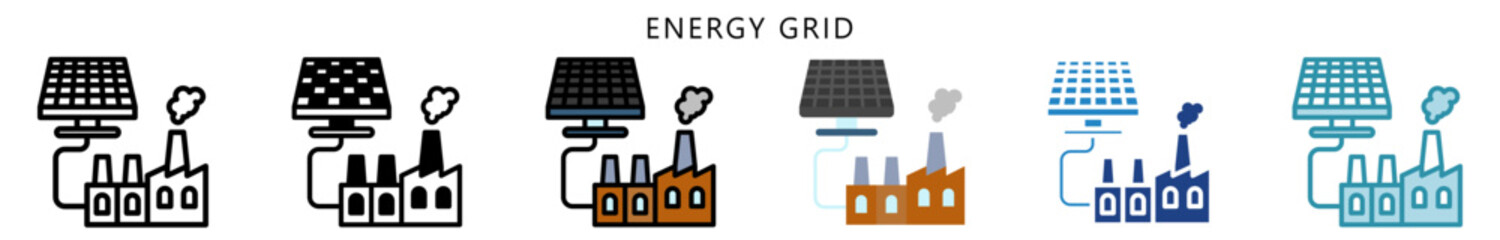Energy Grid Icon, Multi Style, Flat, Line, Glyph, Lineal, Dual Tone. Use For Modern Concept, Ui, Ux Web And App Development.