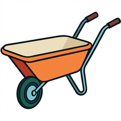 Colorful Two Wheeled Garden Cart with Orange Basin Keywords: wheelbarrow, garden cart, two wheel, colorful