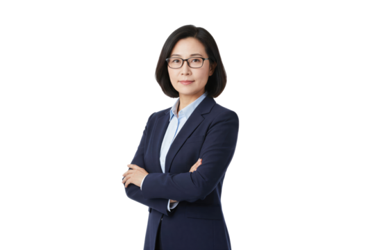 Confident businesswoman in formal attire isolated