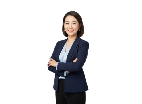 Confident businesswoman in formal attire cut out