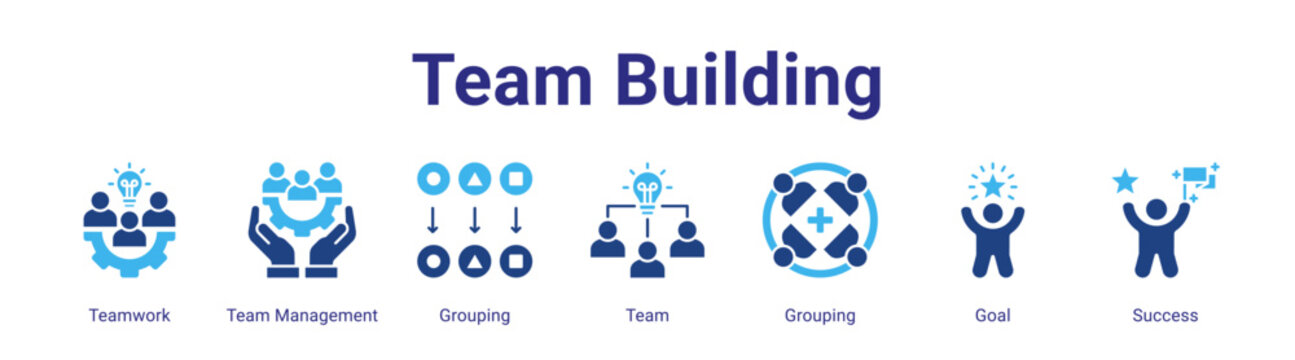 Team Building web banner icon vector illustration concept featuring Teamwork,Team Management,Grouping,Team,Grouping,Goal and Success in a collection set.