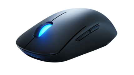 Wireless gaming mouse with blue lights isolated