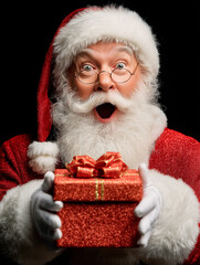 Surprised Santa with Gift