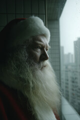 Santa Looking Out Window
