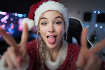 Santa Girl in Red Dress