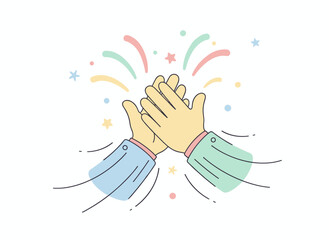 Illustration of open palms clapping, a gesture of applause, greeting, support, and congratulations, conveying gratitude, respect, and admiration, rendered as a flat vector on a white background