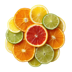 Fototapeta premium Colorful sliced citrus fruits assortment isolated