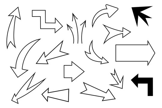 Hand-drawn black outline comic speech bubbles, thought clouds, and explosion shapes. Blank doodle dialogue balloons and action bursts for comics, conversations, graphic design projects. High-res PNG