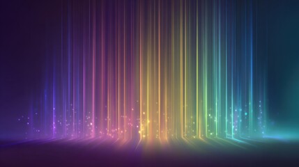 Colorful beams cascade down creating a magical atmosphere filled with sparkles and light.