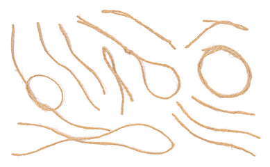 String, set rope isolated on white, top view
