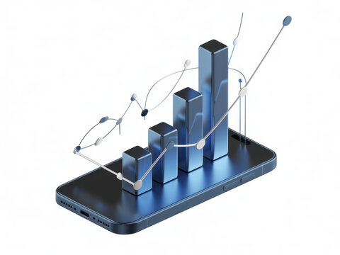 PNG 3D Smartphone Augmented Reality Chart with Transparent Virtual Hologram Technology AR and VR Interface
