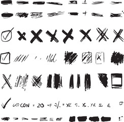 Transparent PNG available
Check tick mark icon set. Cross box x check mark checkbox v list vector draw hand drawn sketch doodle brush marker checklist symbol wrong right circle
