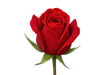 Fototapeta premium Red rose bud unfurling, symbolizing love, passion, and romance, on a transparent background for versatile design use