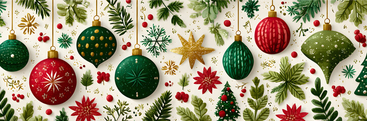 Naklejka premium Design of Christmas decoration - seamless pattern. Vector.