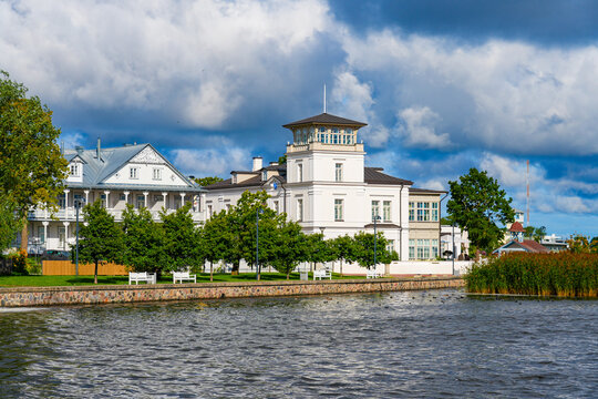 Von Gernet restaurant and hotel along Haapsalu Promenade on the Baltic Sea waterfront in Estonia