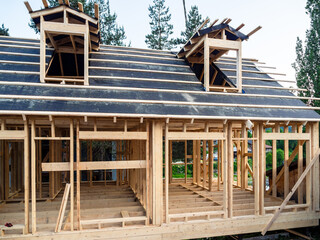 construction of new wooden house in Georgia