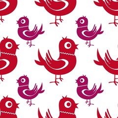 Cartoon seamless background in blue and white for kids. Seamless texture tile with vintage motives.
Cheerful regular pattern for children with birds. Blue and white design for printing.