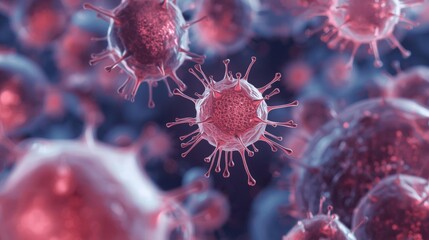 Colorful Microscopic View of Pathogens and Cells