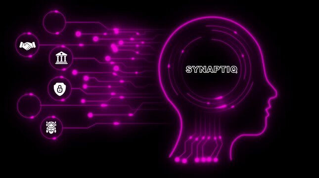 Synaptiq A I brain network connections digital transformation technology partnership security automation concept neon glow - Powered by Adobe