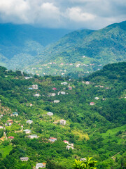 Fototapeta premium village in mountain valley in suburbs of Batumi