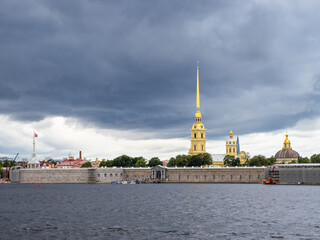 fortress and Neva River in Saint Petersburg city