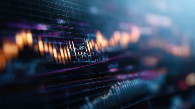 Visual Representation of Stock Market Data With Bright Colors and Intricate Details