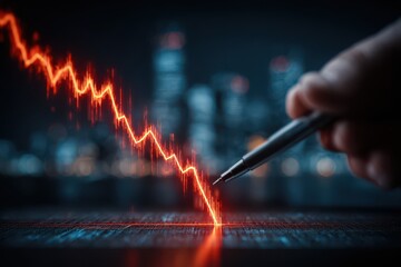 Dramatic red downtrend chart illustrating financial crisis and market decline