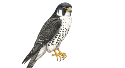 Detailed illustration of a peregrine falcon isolated on white background, perfect for wildlife and birdwatching projects
