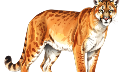 Illustration of a beautiful prehistoric saber-toothed cat standing, detailed and lifelike, perfect for educational and wildlife projects