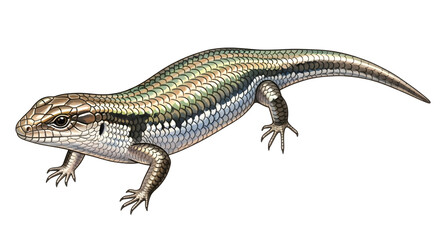 Fototapeta premium Realistic skink lizard isolated on white background, detailed reptile illustration perfect for educational and nature presentations