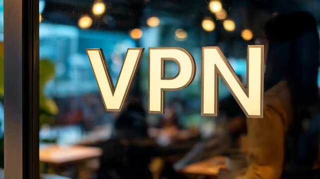 Medium shot showing a VPN connection being established encrypting internet traffic to protect online identity and secure data transmission.