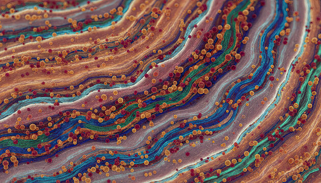 Abstract Textured Waves with Colorful Particles in a Macro View - Powered by Adobe