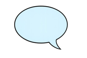 Light blue empty speech bubble design representing communication, talking, and chat on a transparent background